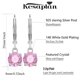 Multicolor Crystal Dangle Earrings and Studs for Women 931 Silver Hypoallergenic Dangle Earrings Leverback Earring