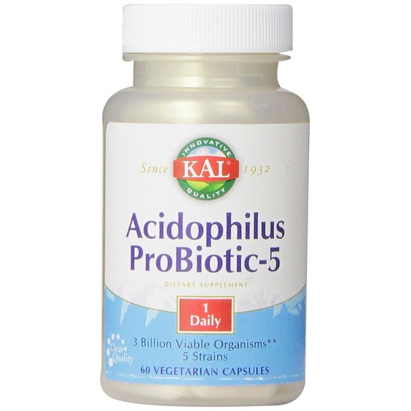 KAL Acidophilus Tablets, Probiotic-5 Capsules, 3 Bil, 60 Count