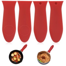 Kitchen Essentials Cast Iron Skillet Handle Covers, 4 Pack - Red, Non-Slip Silicone Pot Holders for Metal & Aluminum Cookware