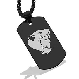 Comfort Zone Studios Stainless Steel Aztec Jaguar Warrior Champion Dog Tag Pendant Necklace, Black