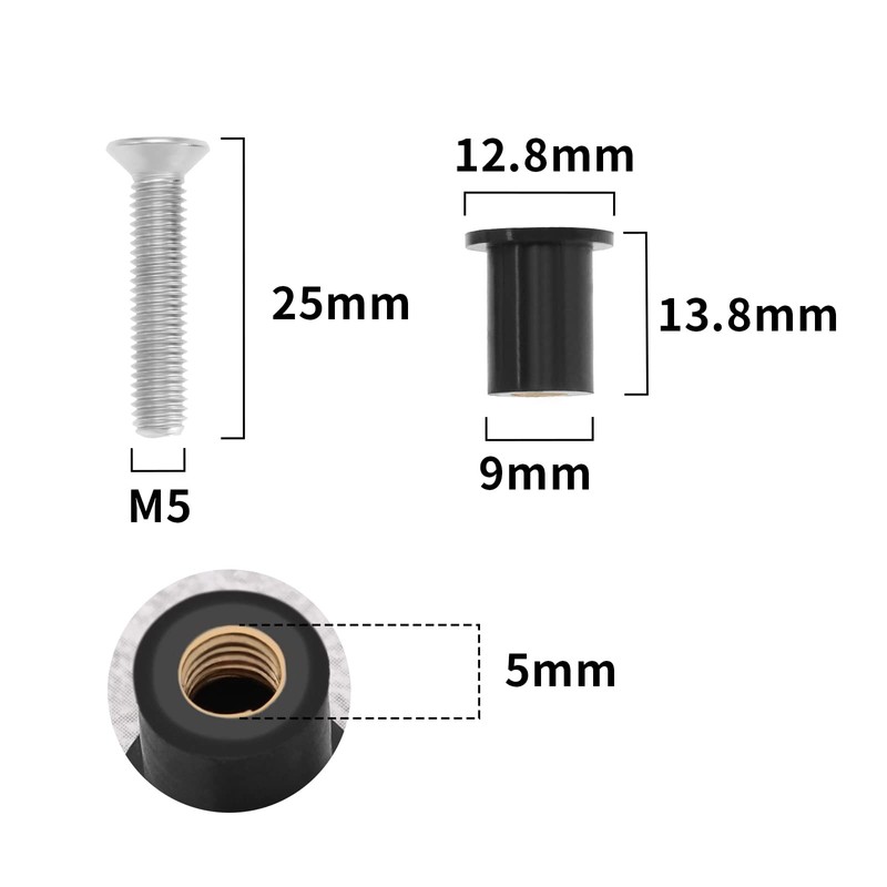 YINETTECH 12 Pcs M5 Fountain Nuts Set Stainless Steel Hex