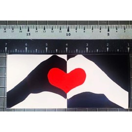 Gear Tatz - Black and White Hands Forming Heart - Car Magnet - 5.5 X 2.75 inches - Professionally Made in The USA - Magnetic Decal