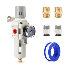 EBEIZZI 3/8" NPT Compressed Air Combination Filter Regulator Combo - Regulator, Filter & Gauge for Air Compressor,Semi-Auto Drain, Metal Bracket, 0-150 psi Gauge Air Tool Compressor