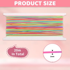 3 Rolls of Elastic Band for Bracelets, Elastic Band 1 mm x 20 m, Bead Cord Elastic Thread, Rubber Cord for DIY Jewellery Making, Bracelets, Necklaces, Crafts (Black, White, Colourful)