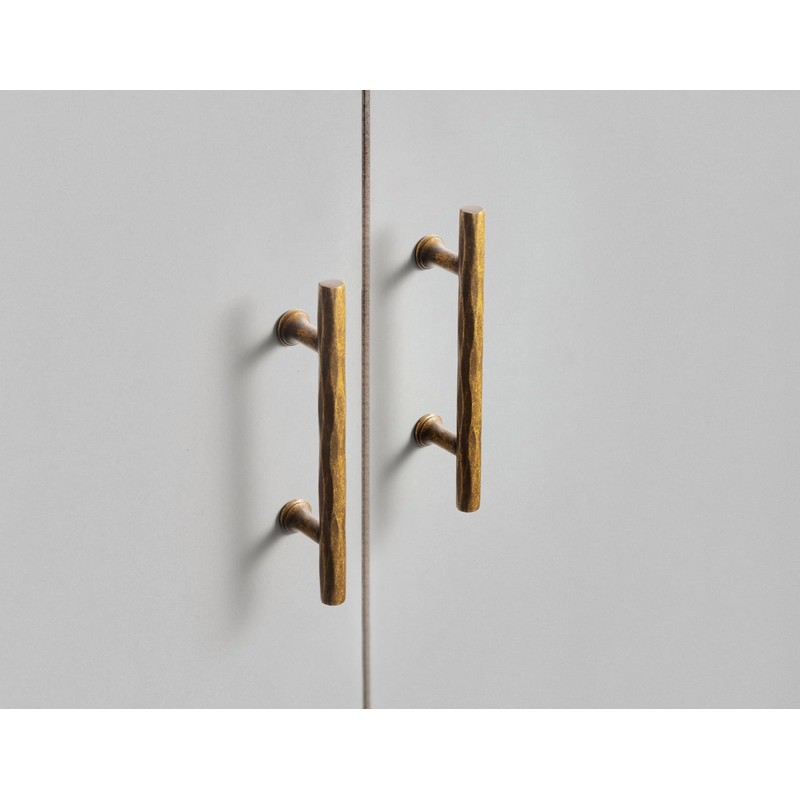 Goo-Ki Rhombus Cabinet Handles Antique Brass Drawer Pulls 3" c-c
