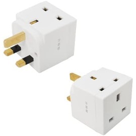 TBKT 2 Way block Plug,2 way Plug in Block Mains Adaptor, 2 Way Multi Socket Plug Adaptor, Power Extension Wall Adaptor for Smartphone, Home, Office, Travel (White)
