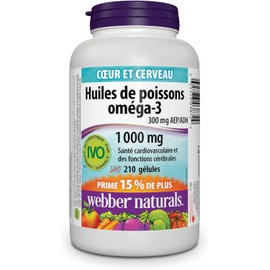 Webber Naturals Omega-3 Fish Oil 1000 mg 210 Softgels Supports Cardiovascular