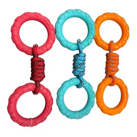 Zvire Double Ring Dog Tug Toy with Rope – 25cm, Durable Play Toy For Small Dogs – Ideal for Chewing and Tugging -1PC