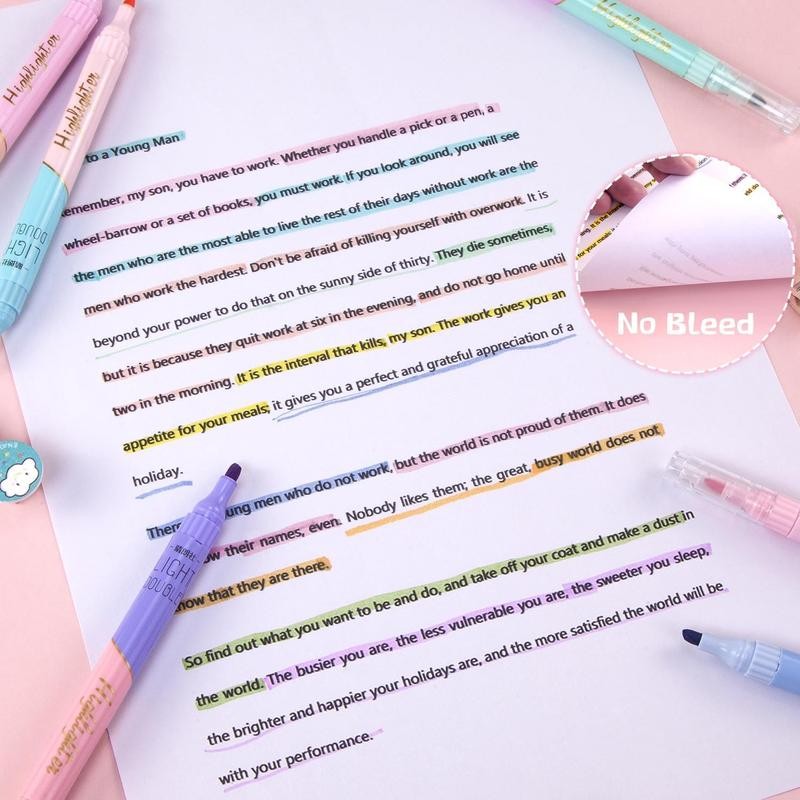 6pcs Highlighters, Aesthetic Pastel Highlighter with 12 Colors, No Bleed,