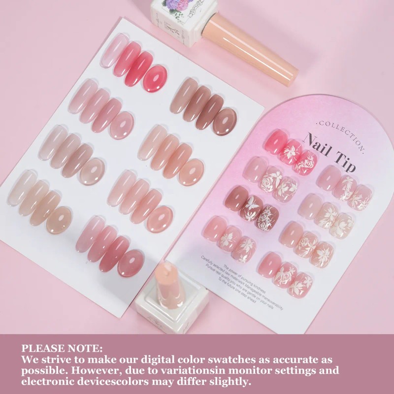 Gama De Gel Semipermanente Esmaltes Para Uñas Nude 8pcs 12ml