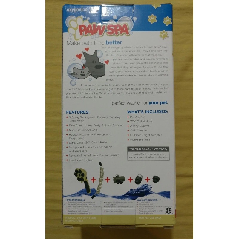 Paw Spa Jet Shower Pet Washing Kit Massaging Rubber Nozzle