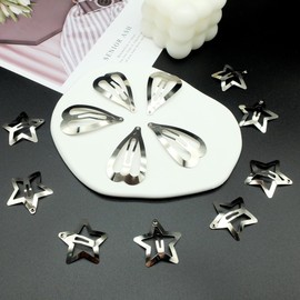 20 PCS Star and Loving Hair Clips Snap Hair Barrettes Cute Lovely Accessories, Non Slip Star and Loving Clips for Girls Women 2000s Y2K Silver Metal Hair Clips