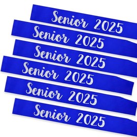 KETAOO 6PCS Senior 2025 Sash, Silver Glitter Royal Blue Finally Graduated 2025 Senior Cheerleader Sashes for Graduation Party Decorations Supplies