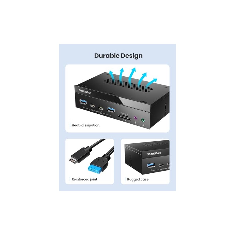 GRAUGEAR Lector de Tarjetas de Panel Frontal USB 3.2 de