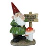 Ebros Gift Whimsical Festive Holiday Mr Gnome Grandpa Standing by Toadstool Mushroom and 'Quiet in The Garden Please' Yard Sign Figurine Travelling Gnomes DIY Fairy Garden Home Decor Sculpture