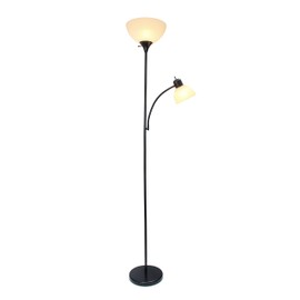Simple Designs LF2000-BLK Mother-Daughter Floor Lamp with Reading Light, Black