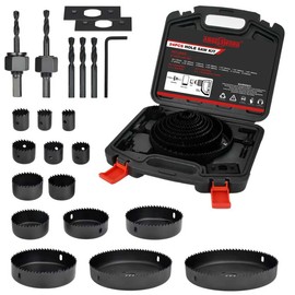 ANGELSWORD Hole Saw Set 24 PCS Hole Saw Kit, Hole Saw Drill Bit Kit, 3/4"-6" (19-152mm) 14 PCS Saw Blades, for Drywall, Soft Wood, Plywood, Plastic, PVC