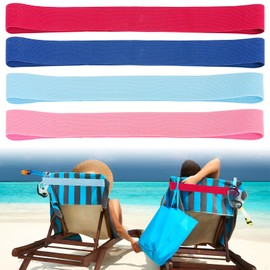 4 Pack Towel Bands for sun Loungers,Elastic Bands for Sunbed Towel, Windproof Towel Bands, Better Towel Chair Clips Beach Towel Holder for Chair (2 Pack Blue+2 Pack Turquoise)