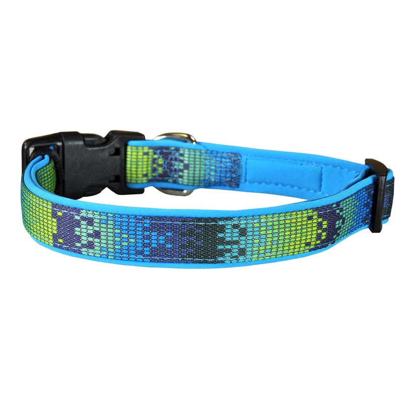 Designer Adjustable Dog and Puppy Collar, Blue Zen, Large