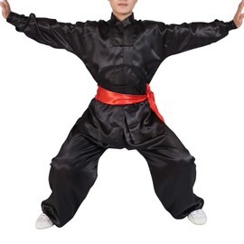 Yudesun Martial Arts Clothing Unisex Adult Child Training Clothing Sets - Chinese Tradition Tai Chi Wushu Clothing Boys Girls Performance Costume Kung Fu Uniform Black 120 cm