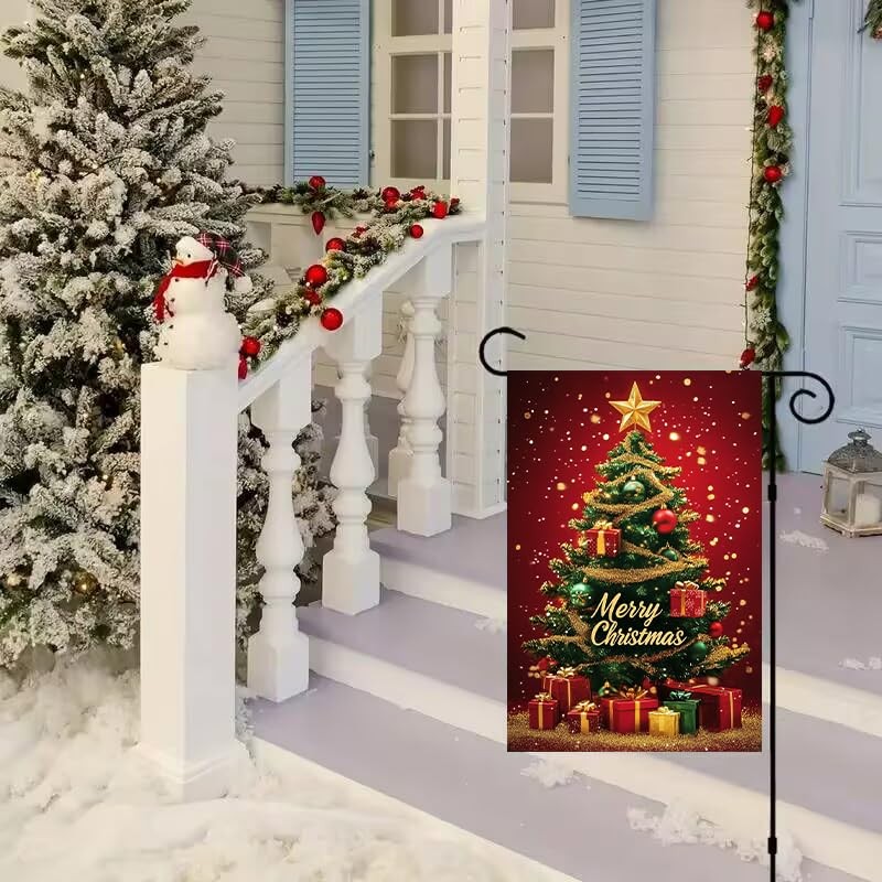 Merry Christmas Trees Garden Flags for Outside 12x18 Inch Double