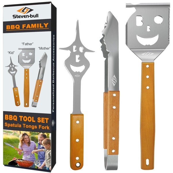 BBQ Accessories, BBQ Tools Set, BBQ Kit, Barbecue Utensils Set with Grill Spatula, Tongs, Fork. Surprise BBQ Gifts for Men