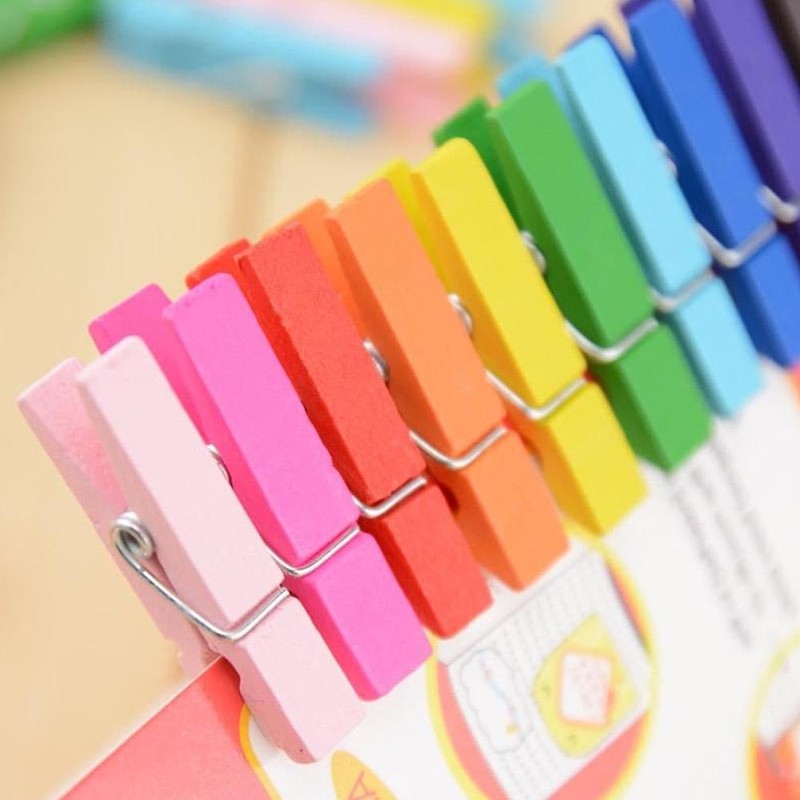 Clothes Pegs Small Colourful Wooden Pegs Mini - 3.5 cm