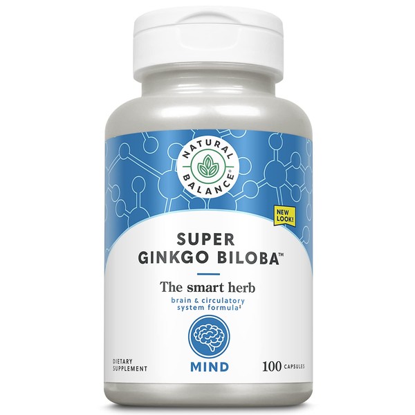 Natural Balance Super Ginkgo Biloba Plus | Brain & Circulation Formula to Help Support Focus, Memory & Blood Flow | with Gotu Kola | 100ct, 50 Serv.