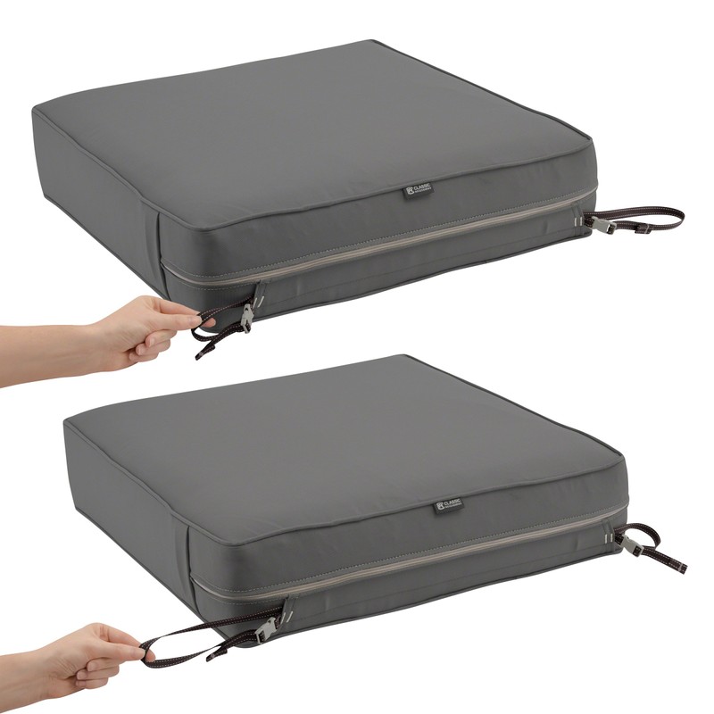 Classic Accessories Montlake Patio Seat Cushion Slip Cover, Light Charcoal,