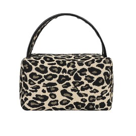 Leopard Handheld Cosmetic Bag, Large Capacity Cosmetic Bag Portable Canvas Waterproof Zipper Toiletry Bag Makeup Organizer Pouch for Women Girls