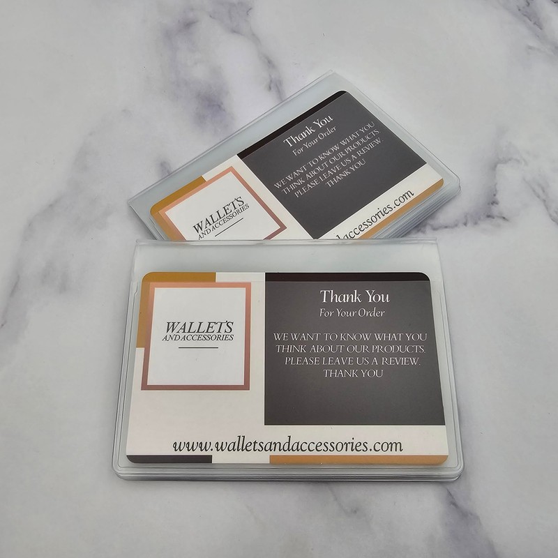 Pack of 2 Wallet Inserts Clear Plastic Vinyl Picture and