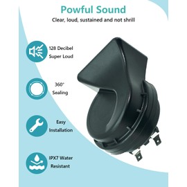 NEOGET Car Horn 12V High Tone 510Hz,Super Loud Waterproof Electric Note Horn,Universal Fit for 12 Volt Vehicle Auto Trucks Motorcycle Replacement (Black High Tone)