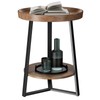 Gadroad Round End Table with Storage Shelf, 2 Tier Farmhouse