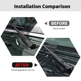 RT-TCZ Carbon Fiber Front Window Wiper Arm Blade Windshield Wiper Blades Trim Cover Decoration Exterior Accessories Compatible with Jeep Wrangler JK JKU 2007-2018