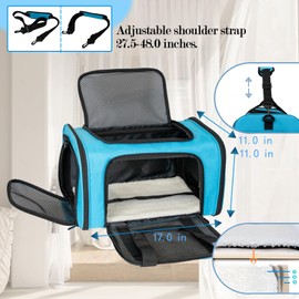Top tasta Dog Cat Carrier Pet Carriers for Small Medium Large Cats Dogs Carrier Soft Sided Small Puppy Dog Carrier Portable Foldable Airline Approved Dog Cat Travel Carrier Blue Medium