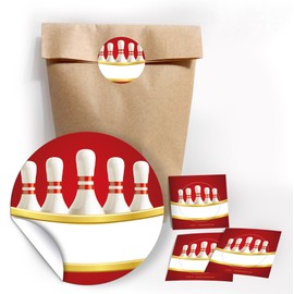 12 Gift Bags / Natural + 12 Stickers + 12 Bookmarks Bowling Party Bags Guest Gift Children's Birthday Girls Boys Adults