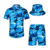 EISHOPEER Men's Hawaiian Shirt and Short 2 Piece Palm Tree