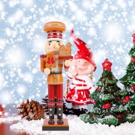 NUOBESTY Wooden Christmas Nutcracker Soldier Decorations: 35CM Nutcracker Gingerbread Man Figures Desktop Ornament For Gifts Xmas Holiday Supplies, 35X10X8CM, Assorted Color 2