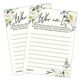Bridal Shower Games for 25 Guests, Who Am I Bridal Shower Game Cards, Funny Wedding Games for Rehearsal Dinner, Cocktail Hour, Couples Wedding Bachelorette Engagement Party Supplies-A16