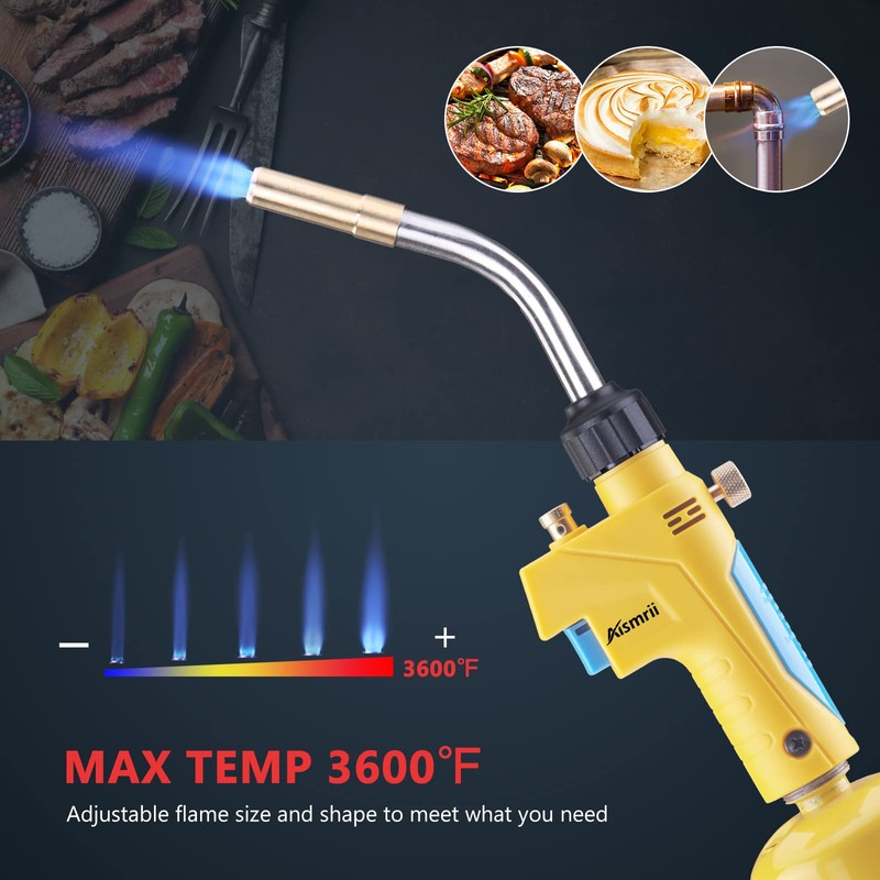 MAPP/MAP/PROPANE Gas Torch,Torch Head,Use Brazing, Copper Pipe Connection, Maximum Flame