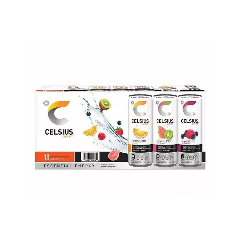 CELSIUS Sparkling Essential Energy Drink, 12 Fl Oz, Variety Pack
