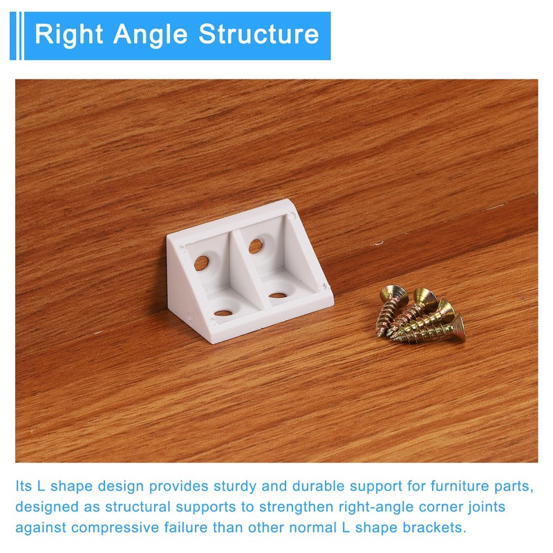 sourcing map 12Pcs 90 Degree Plastic Corner Braces, 19x32x19mm Nylon