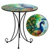VEWOGIFT 18 Inch Outdoor Side Table, Peacock Metal Accent Table,