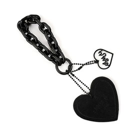 MOXRUQ Heart Shaped Keychain, Cute Heart Key Fob for Wristlet Strap Lanyard, Car Key, Wallet, Cell Phone Charm and More (Black Style2)