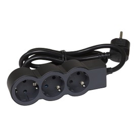 Legrand 694550, Power Strip, Power Strip with 3 Power Outlets, 1.5 m Cable, Black/Dark Grey