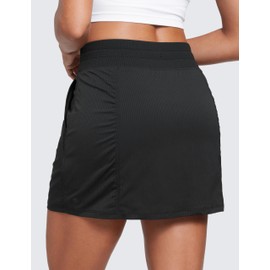 CRZ YOGA Lightweight High Waisted Skirts for Women Golf Casual Athletic Drawstring Skort with Side Pockets Black X-Small