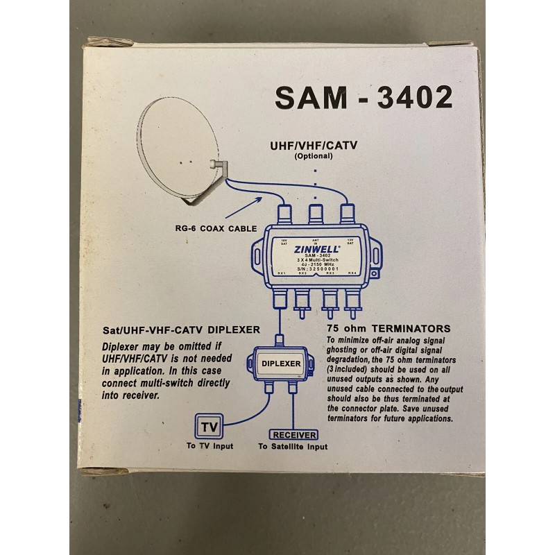 Zinwell Sam-3402 3 X 4 Multi-switch 40-2150 MHz DirecTV Approved