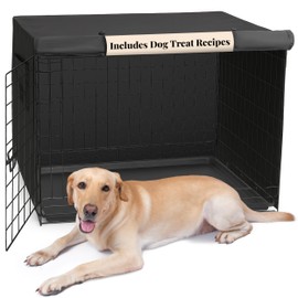 Dachshunds & Desserts Dog Crate Cover 42 Inch – Durable, Breathable & Waterproof Kennel Covers with Mesh Window, Storage Pouch – Light-Reducing Dog Crate Shade for Cages, Opens on All Sides