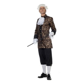shoperama Marquis Louis Men's Baroque Rococo Costume Black/Gold Velvet Suit Graf King Nobleman French de Sade, Size: 54