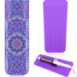Shappy Piezas De Funda De Hierro Plano, Resistente Al Calor, Rizador De Neopreno, Soporte Para Alisador Y Alfombrilla De Viaje De Silicona Para Herramientas Para El Cabello, Rizador, Bolsa Organizador